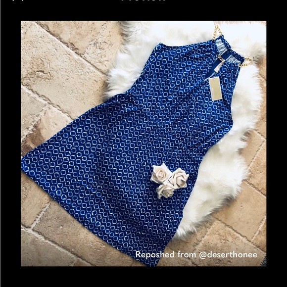 Michael by Michael Kohrs Blue Halter Neck Dress - Picture 2 of 13